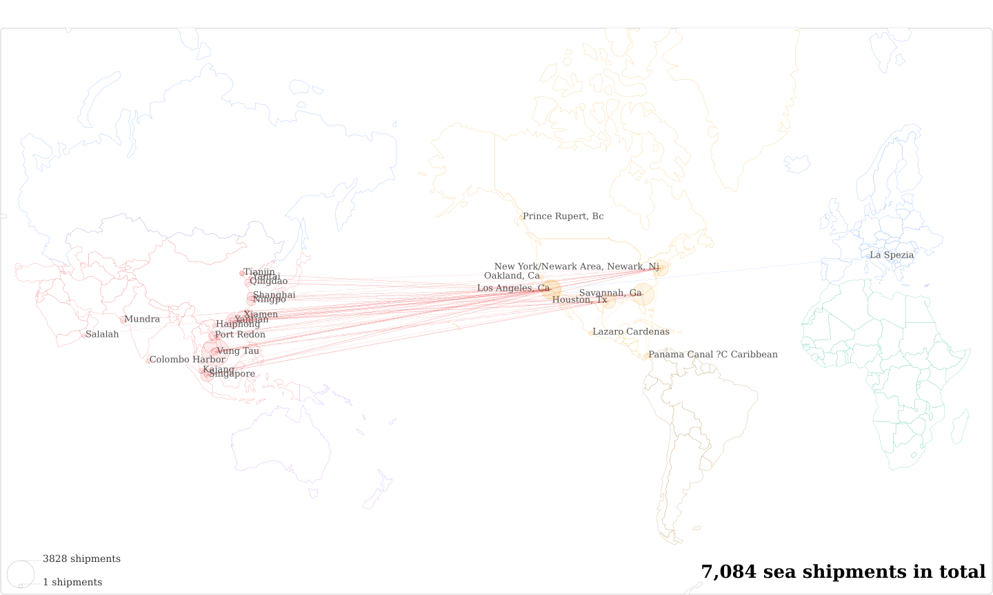 Gigacloud Technology Usa's Imports Per Country Map